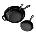3pc Frying Pan Set with dark slate background